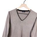 Magaschoni  100% Cashmere V-neck Long Sleeve Pullover Knit Sweater in Taupe Photo 1