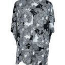 Tommy Hilfiger Black & White Floral Print Short Sleeve High Low Blouse Size M Photo 3