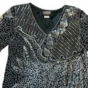 Anjumun 100% Silk Sequin Beaded Flapper Skirt Shirt Set Vintage Size Medium Black Photo 1