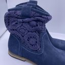 The Sak suede pull-on blue booties crochet stitching detail women Size 6 Photo 5