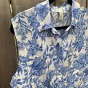 Joie Women's  Blue Floral Tie Front Button Down Rayon Blend Print Large Photo 1