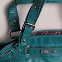 Relic  Teal Green Blue Shoulder Bag Pink Floral  and Teal Interior Purse Photo 11