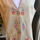 Cabin creek VINTAGE Floral Embroidered Khaki Vest | medium Photo 1