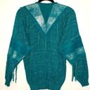 Vintage Turquoise Western Wear Suede Metallic Tassel Sweater Size Medium Photo 3