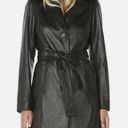 Tahari  Womens Nicole Belted Leather Trench Coat Black XXL Photo 0