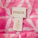 Chico's  Button Up Shirt Blouse Women's 3 16/18 Pink Pinwheel Print Long Sleeve Photo 2