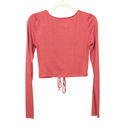 Wilfred  Free Rose Pink Lynx Crop Top Long Sleeve Cinched Bust Women's Medium Photo 1