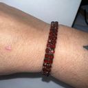 The Row Vintage Goth Double Blood Red Rhinestone Stretch Bracelet Photo 3