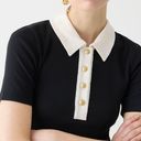 J.Crew NWT  Vintage Rib Polo Tee Shirt Black Ivory Top BY419 Medium Photo 1