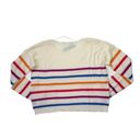 360 Cashmere NWT  Ivory Rainbow Striped Relaxed Fit Cashmere Boatneck Sweater M Photo 6