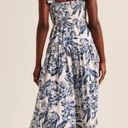 Abercrombie & Fitch NWT  Blue White Floral Ruffle Strap Smocked Midi Dress S Photo 1