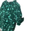 Hill House  The Kit Ruffle Puff Sleeve Top Green Botanical Blouse Womens Size M Photo 5