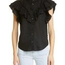 Veronica Beard  Black Button Down Ruffle Blouse Size Medium Photo 0