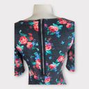 Kirra  | Floral 3/4 Sleeve Multi-Colored Exposed Zipper Accent Top Medium Photo 7