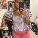 Cheeky Peach Purple And White Gingham Crop Top Photo 0