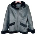 Banana Republic  Black Italian Leather Jacket with Shearling Trim Photo 0