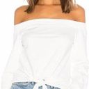 by the way. Off the Shoulder Tie Front Sweatshirt in White Size Small Photo 0