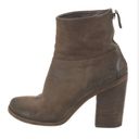 ma*rs èll Chocolate Brown Distressed Leather Block Heel Ankle Bootie 9.5/39.5 Photo 0