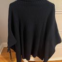 Loft Navy Turtleneck Tie-Side Poncho Photo 3