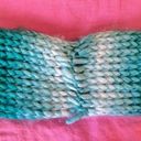 infinity Hand made knit turquoise and white ombré  scarf Photo 2