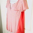 Charming Charlie  Stripe Sheer Back T-shirt Coral M Photo 3