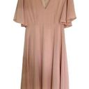 Boohoo  Light Pink Flutter Sleeve V Neck Midi Dress Size 6 Photo 0