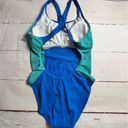 Nike  Women's Athletic One Piece Swimsuit Blue and Green Cut Out Back Sz L Photo 12