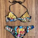 Ed Hardy Vintage Y2K Rare Black Gold Skulls String Triangle Edgy Bikini Set NEW Photo 7