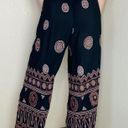 Kathie Lee Collection Vintage Kathie Lee Black & Brown Bohemian Printed High Rise Crop Pants Photo 2