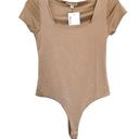 One Piece Shop Stevie Tan Soft Short Sleeve Fitted Bodysuit  Medium Photo 0