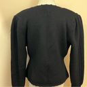 Susan Bristol  Vintage Black Wool Sweater Granny Core Embroidered Floral M Photo 2