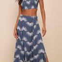 Lulus Trancoso Dusty Blue Floral Print Two-Piece Maxi Photo 0