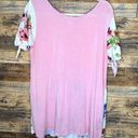 Wing USA 1X Pale Pink Floral Tunic Lightweight Slit Knotted Floral Short Sleeve Photo 0