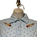 Roxy  jeans eyelet floral embroidered snap button long sleeve shirt Size S Photo 2