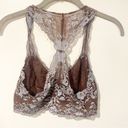 Free People  Size Large Brown Blue Lace Wild Roses Racerback Bralette Top Photo 4