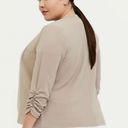 Torrid TAUPE CREPE OPEN FRONT BLAZER Size 1X Long sleeves ruched career Photo 1