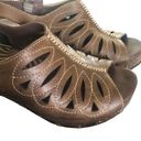 Dansko  Rowena Lasercut  Slingback Open Toe Wood Heeled Sandals Sz 40 Buckle Photo 1