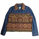 Coldwater Creek Vtg Y2K  Denim Floral Tapestry Button Up Collared Shirt Jacket PL Photo 0