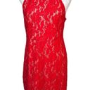 Sans Souci  Red Lace Halter Sleeveless bodycon Dress Size XL Photo 6