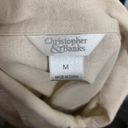 Christopher & Banks  Top Size Medium Linen Blend Short Sleeved Button Up Beige Photo 2