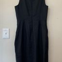 J.Crew  | NWT Scoop Neck Resume Linen Blend Sleeveless Midi Sheath Dress Black 8 Photo 8