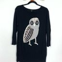 cupio  Black Owl Tunic Sweater Size Large Photo 0