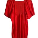 Umgee  Women Tunic Top V Neck Flare Short Sleeve Smock Back High Waist L Orange Photo 2