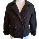 American Eagle  Peacoat Black Double Breasted Brushed Cotton Size Medium Photo 3