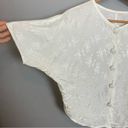 Buttons Vintage Batwing Blouse White Cream Iridescent Floral Short Sleeve Large  Photo 3