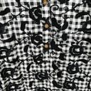 Pilcro  Medium Top Whitney Trapeze Black Gingham Floral Embroidered Anthropologie Photo 7