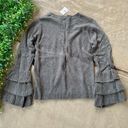 Cliche Knit Wool Blend Tiered Bell Sleeve Pullover Sweater Gray Size XS Photo 1