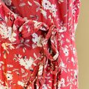 American Eagle  Red Floral Wrap Dress Medium Photo 3