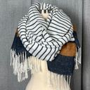 Abercrombie & Fitch  Blue Stripe Fringed Blanket Scarf Photo 0