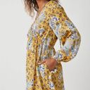 Free People NWT  Soli Golden Hour Combo Yellow V-Neck Long Sleeve Mini Dress Photo 1